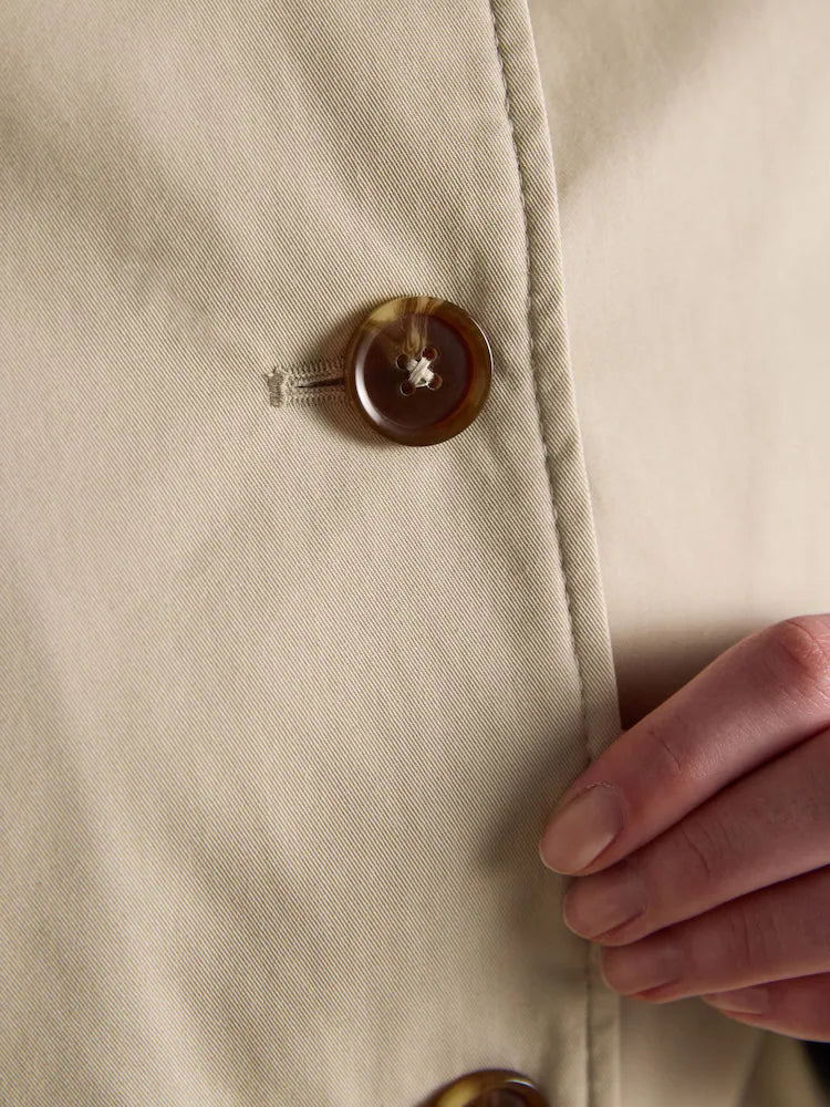 Joules Rainmore Neutral Button Through Waterproof Raincoat