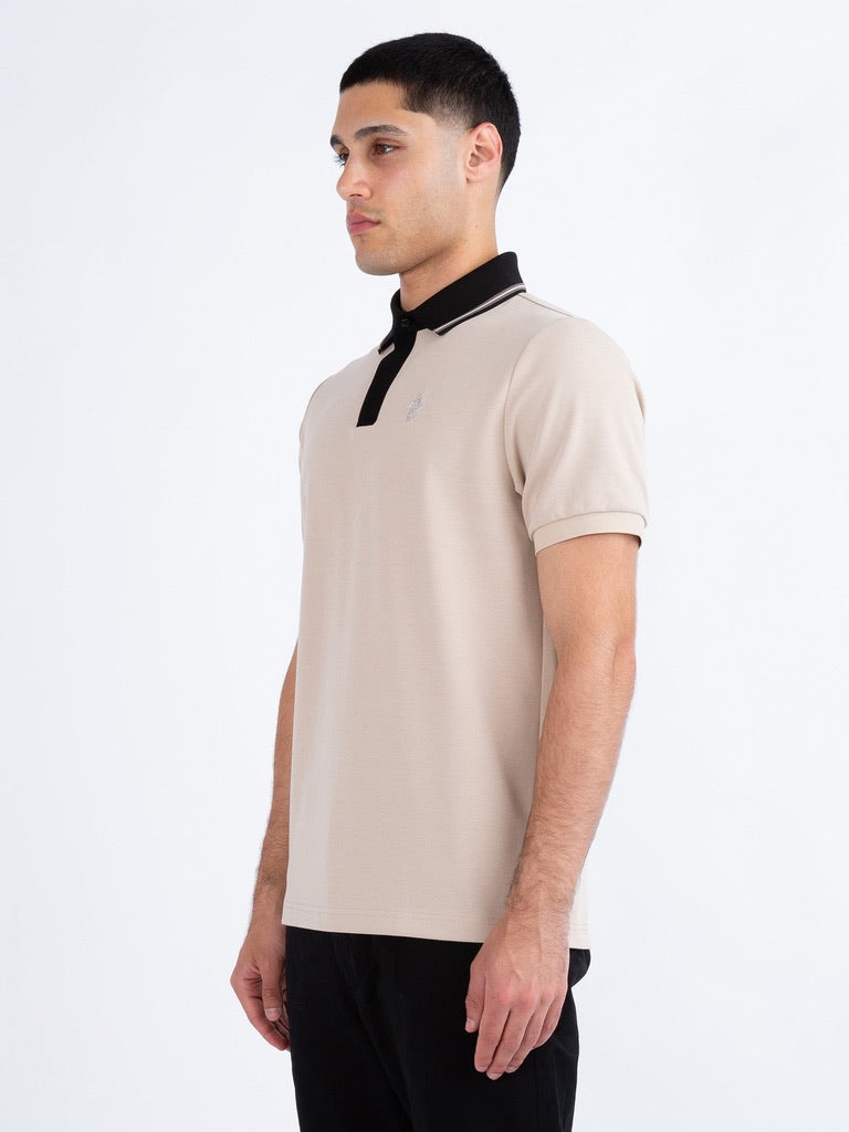 Luke Leo Tonal Polo Shirt - Dark Ecru