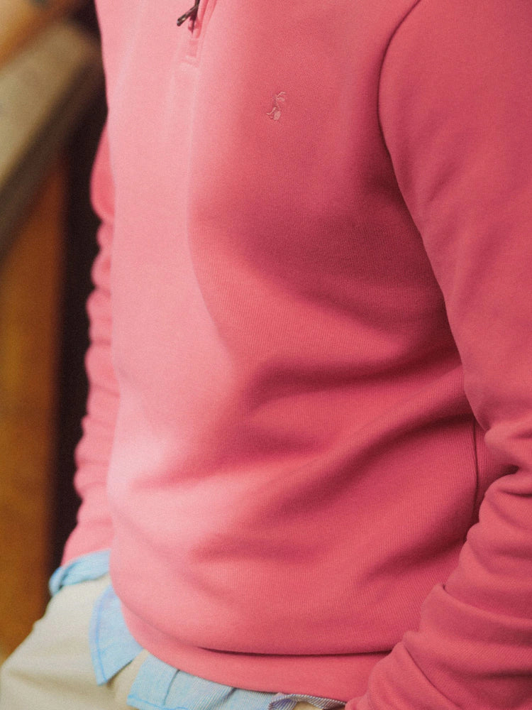 Joules Alistair Pink French Ribbed Quarter Zip Sweatshirt