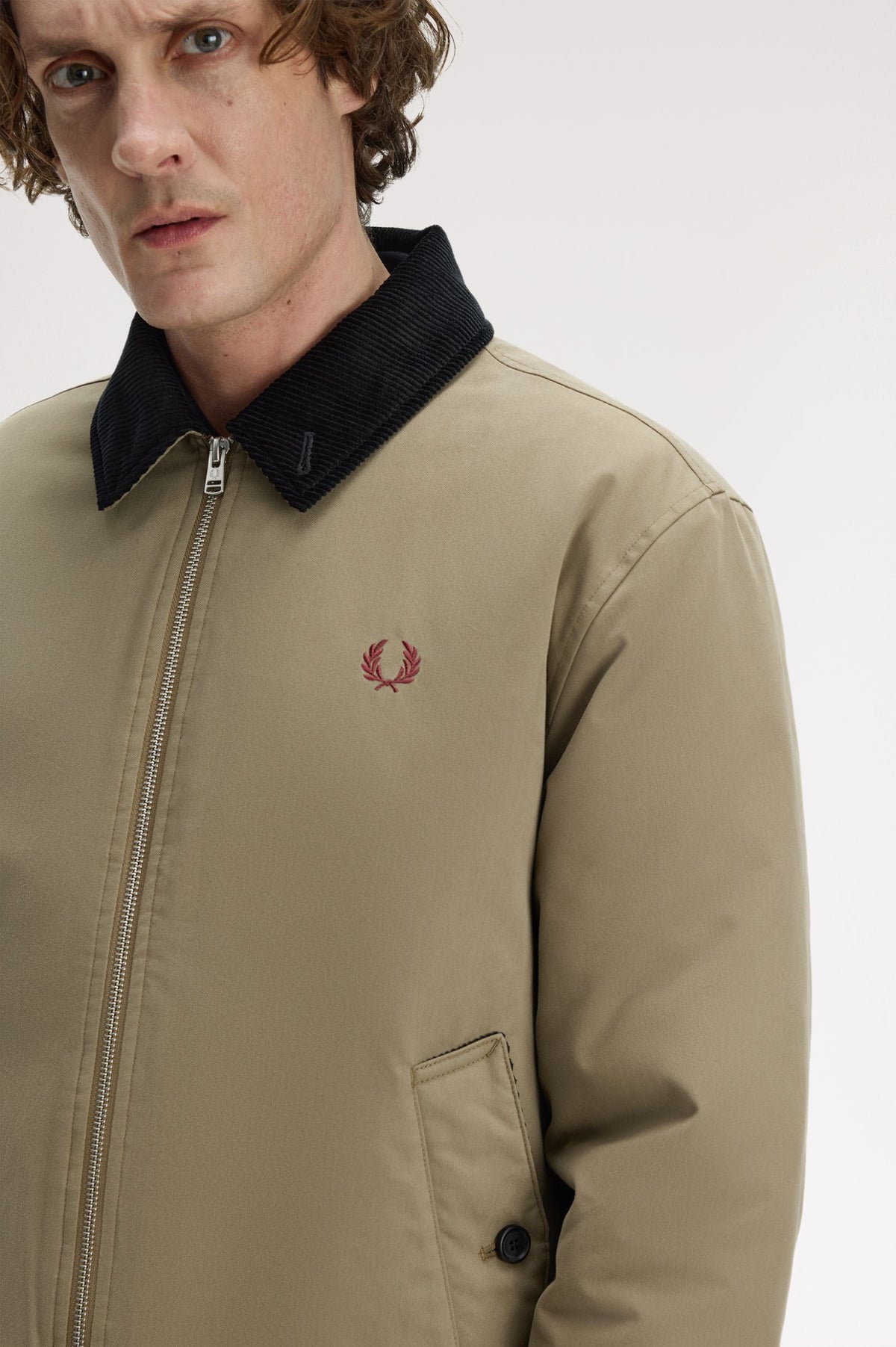 Fred Perry Cotton Caban Jacket - Golden Khaki