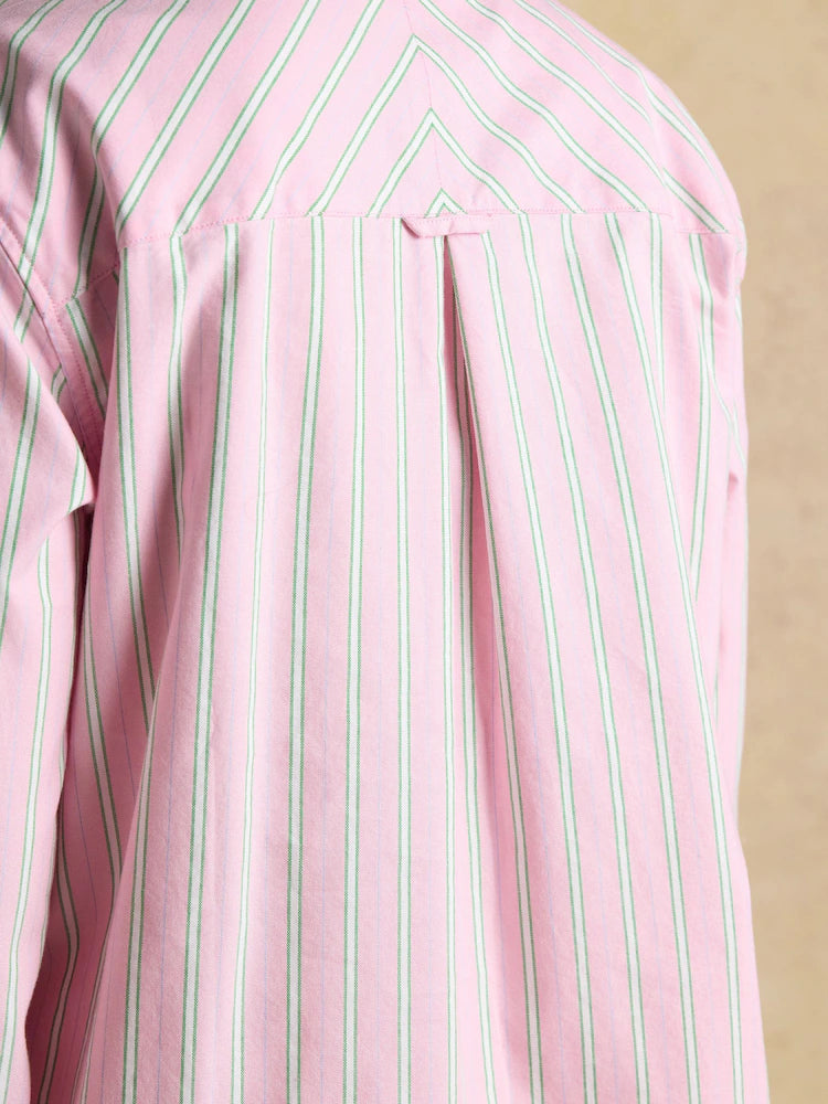 Joules Boyfriend Fit Pink Striped Oxford Shirt
