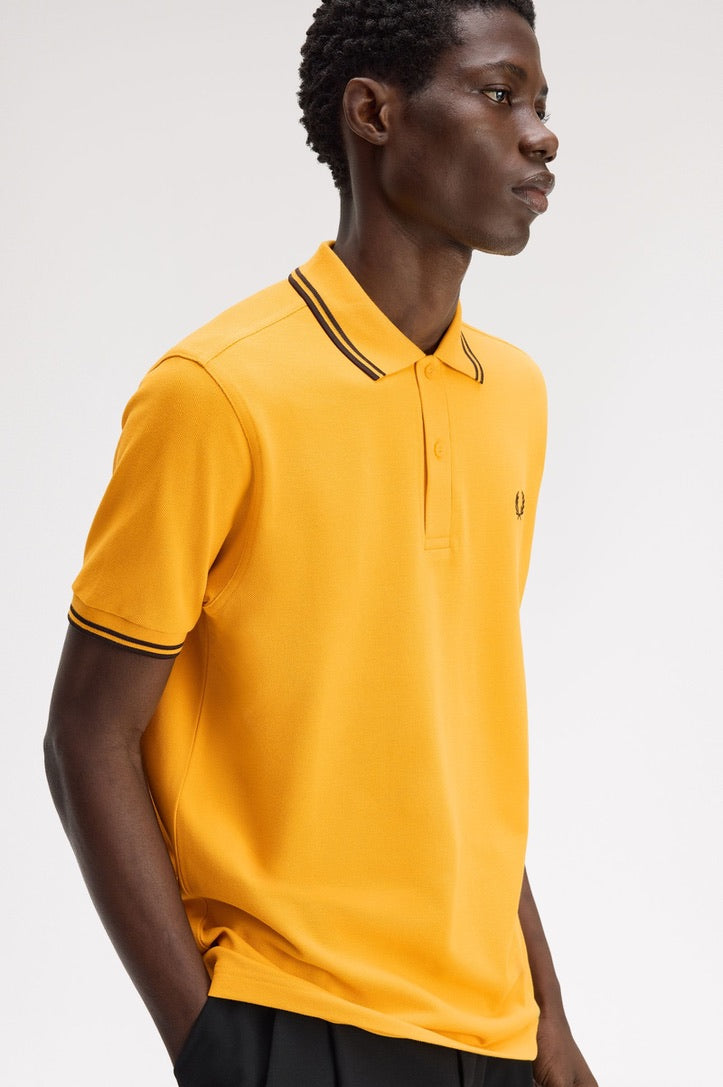 Fred Perry Twin Tipped Polo Shirt - Golden/Rich Brown