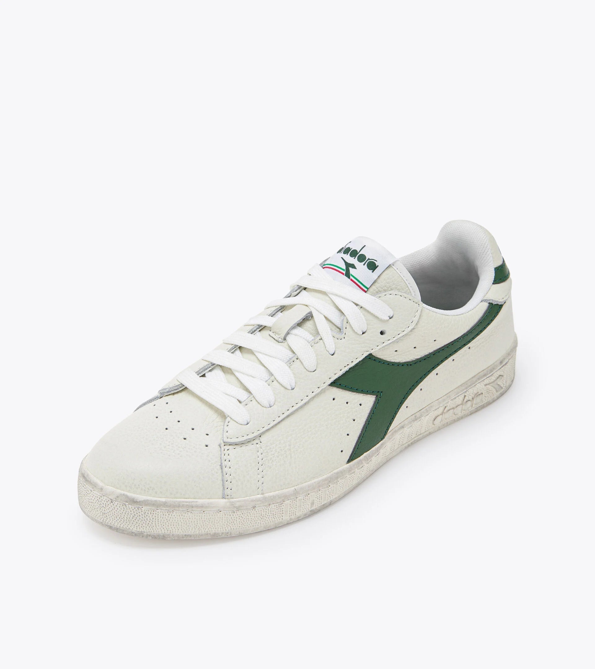 Diadora Game L Low Waxed Trainers - White/Foliage Green