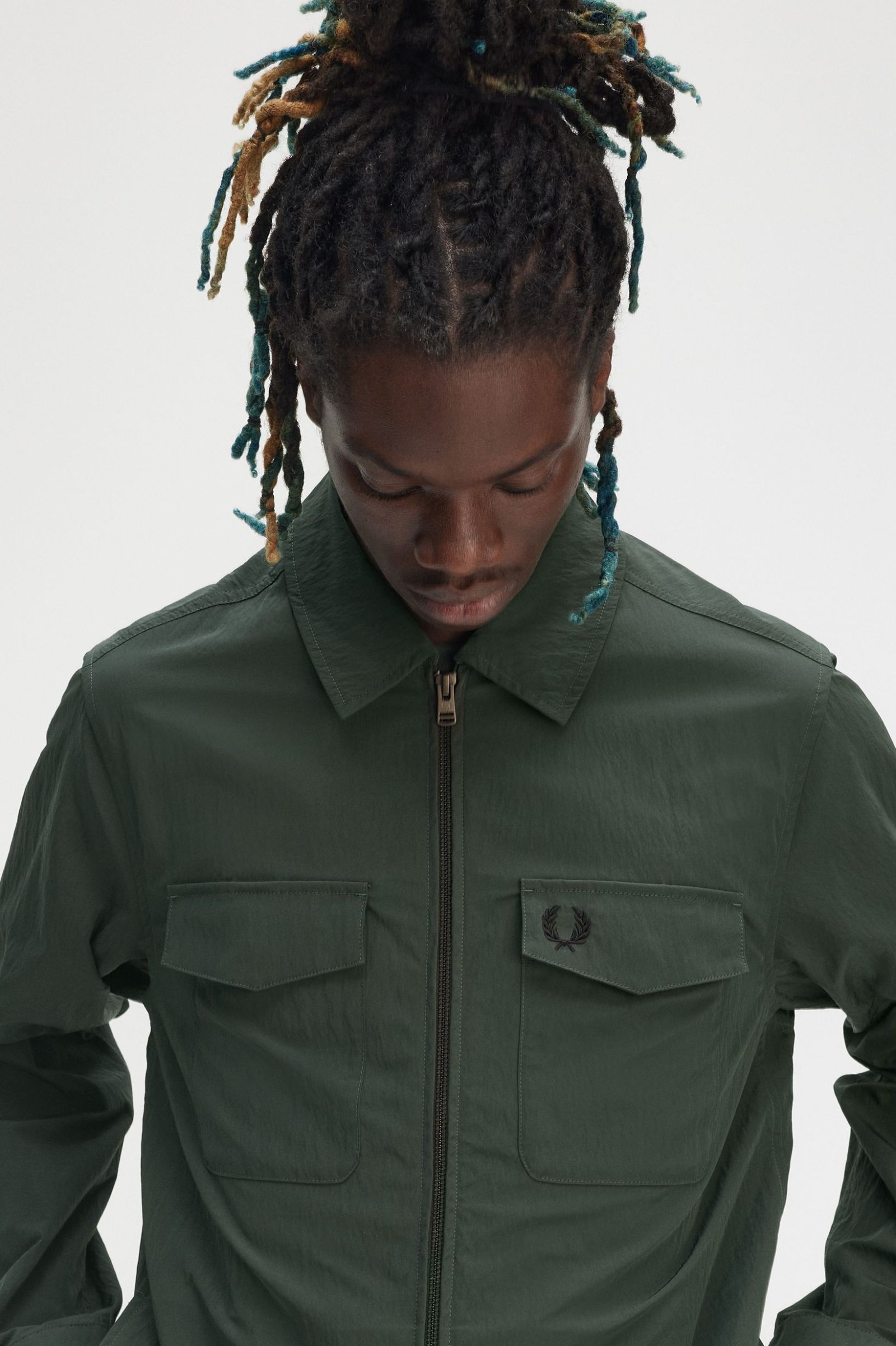 Fred Perry Zip Through Overshirt - Court Green