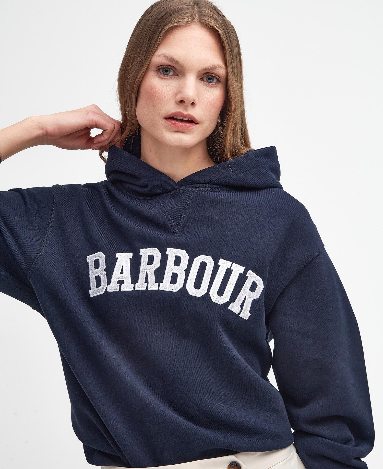 Barbour Northumberland Hoodie - Navy/White