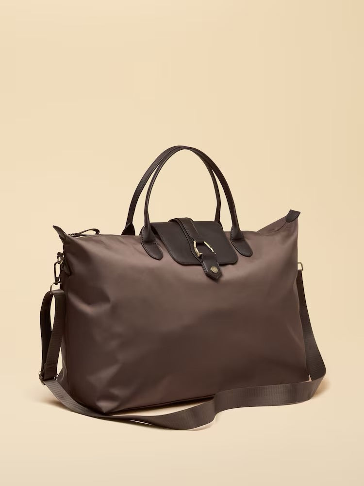 Joules Large Mocha Brown Zip Top Weekend Bag