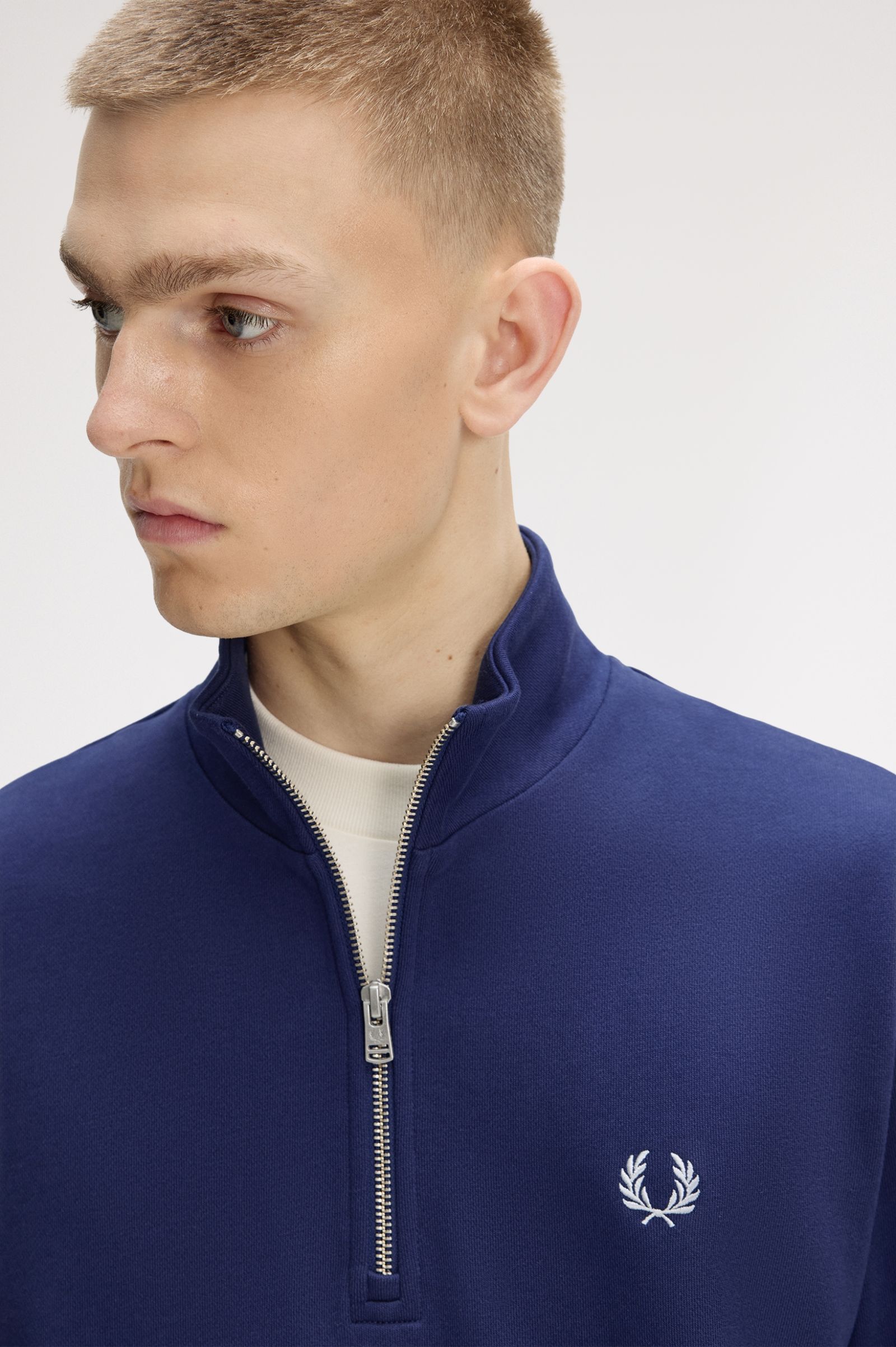 Fred Perry Half Zip Sweatshirt - French Blue