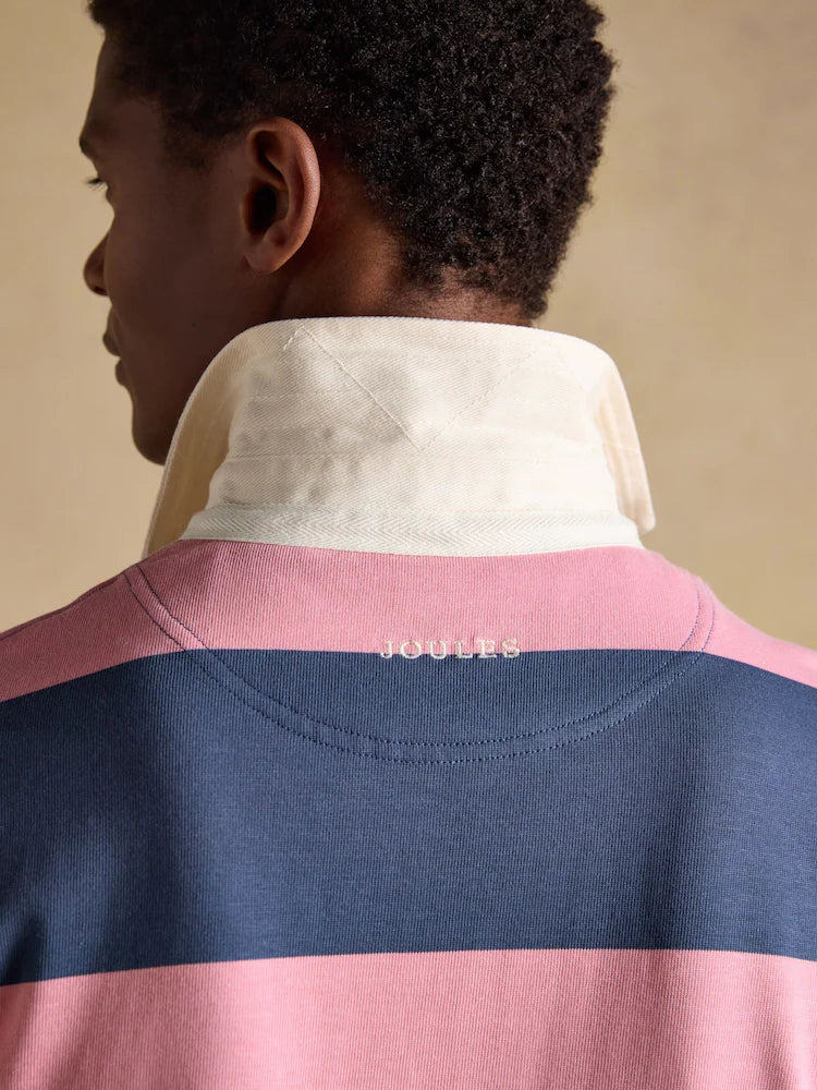 Joules Pink/Blue Striped Long Sleeve Rugby Shirt