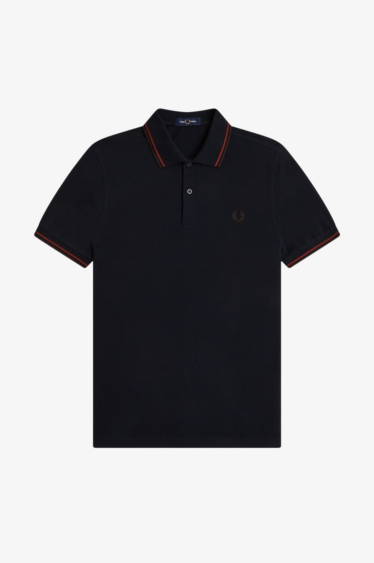 Fred Perry Twin Tipped Polo Shirt - Navy/Brandy/Rich Brown