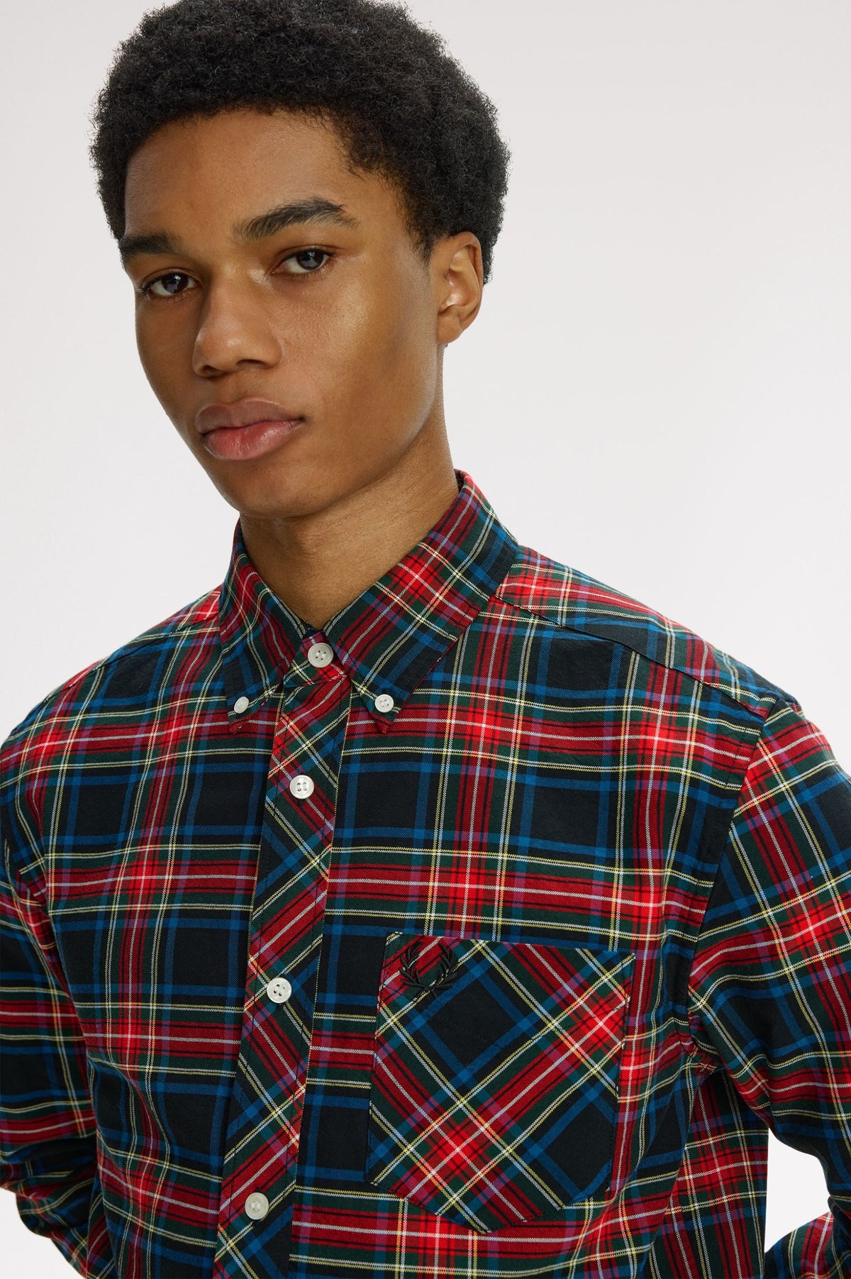 Fred Perry Stewart Tartan Oxford Shirt - Black