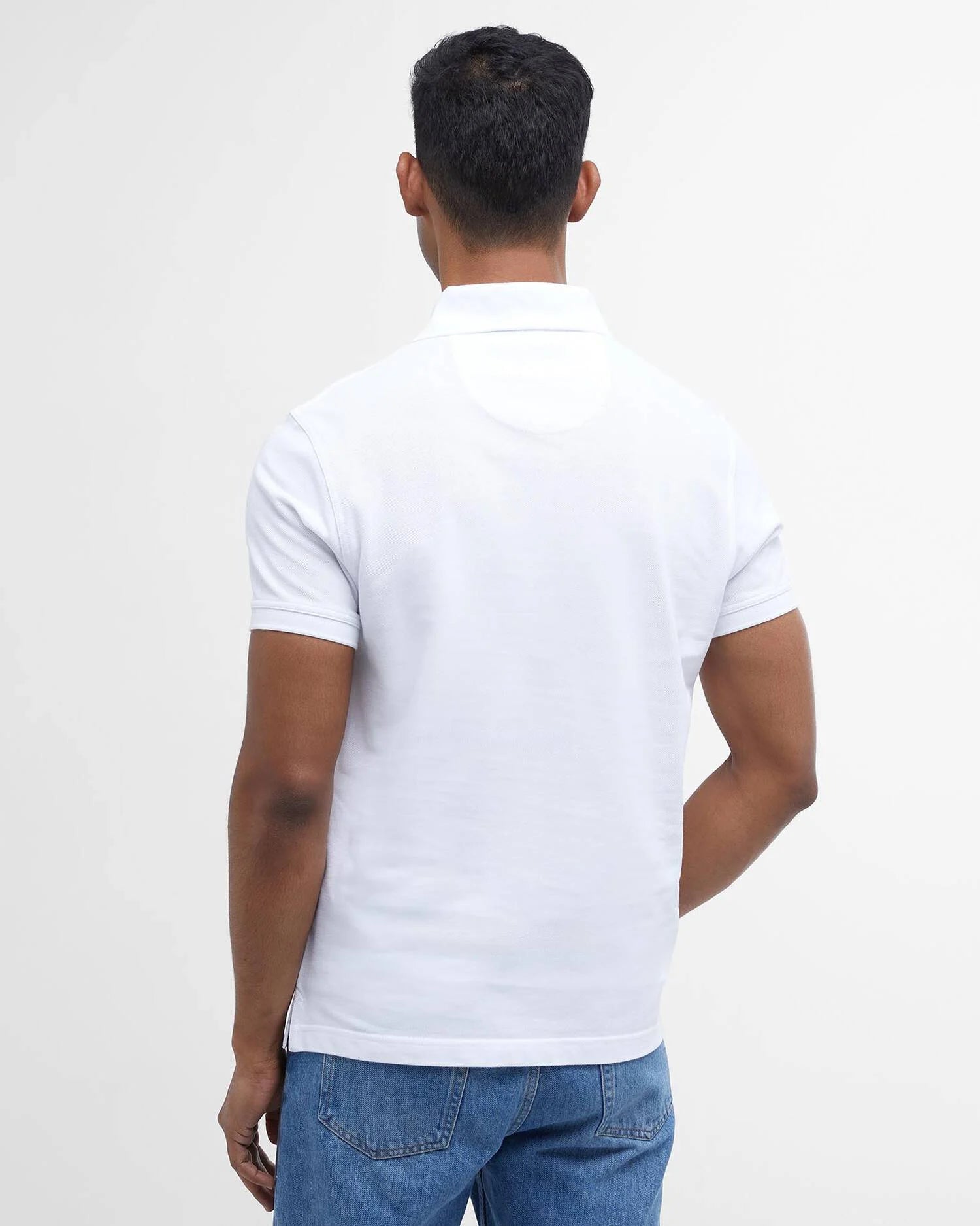 Barbour Reg Fit Tartan Pique Polo Shirt - Classic White