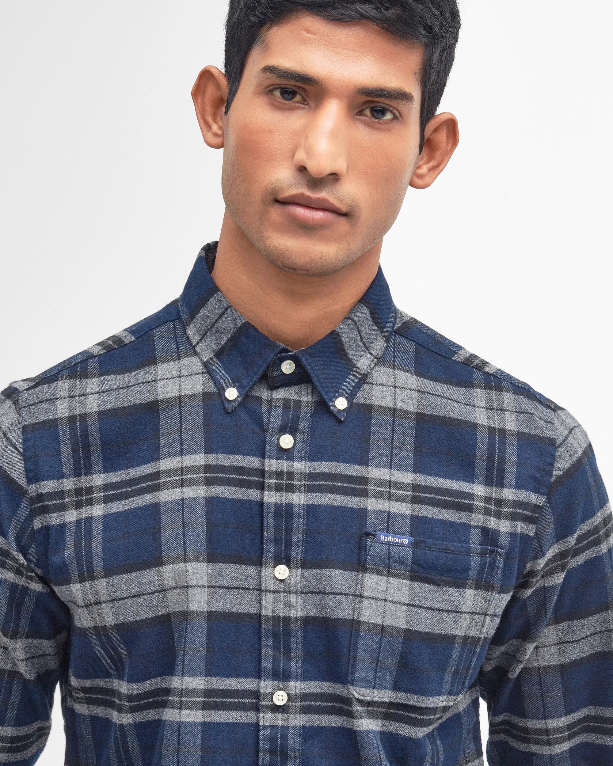 Barbour Betson Tailored Checked Shirt - Grey Marl