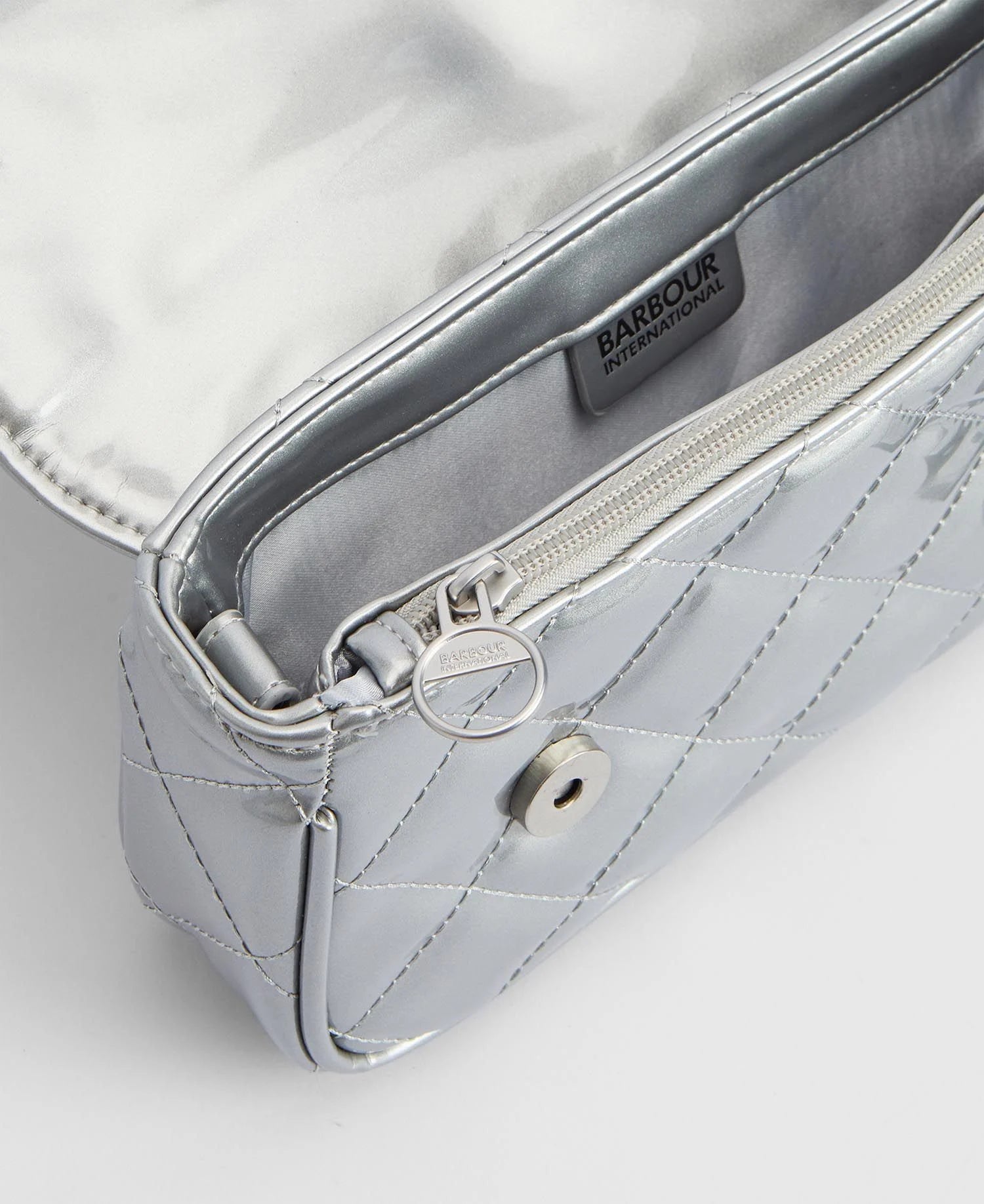 Barbour International Quilted Mini Soho Crossbody Bag - High Shine Silver