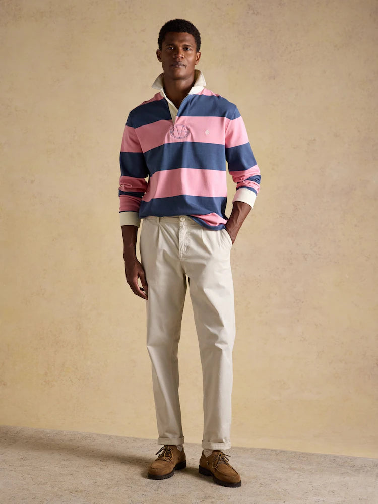 Joules Pink/Blue Striped Long Sleeve Rugby Shirt