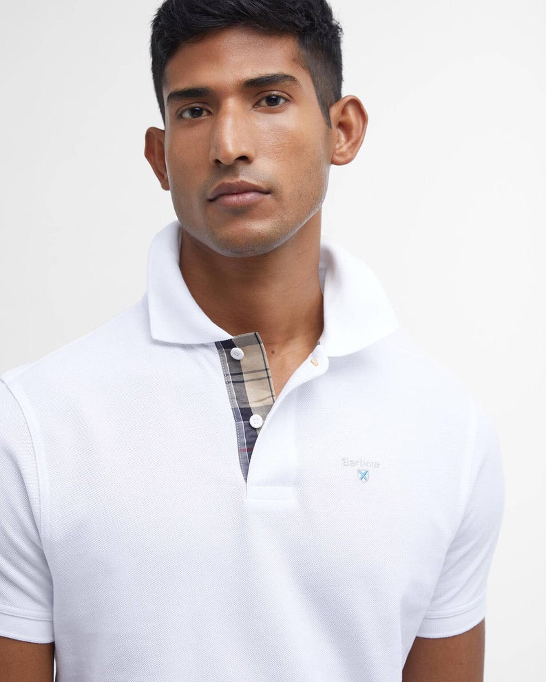 Barbour Reg Fit Tartan Pique Polo Shirt - Classic White