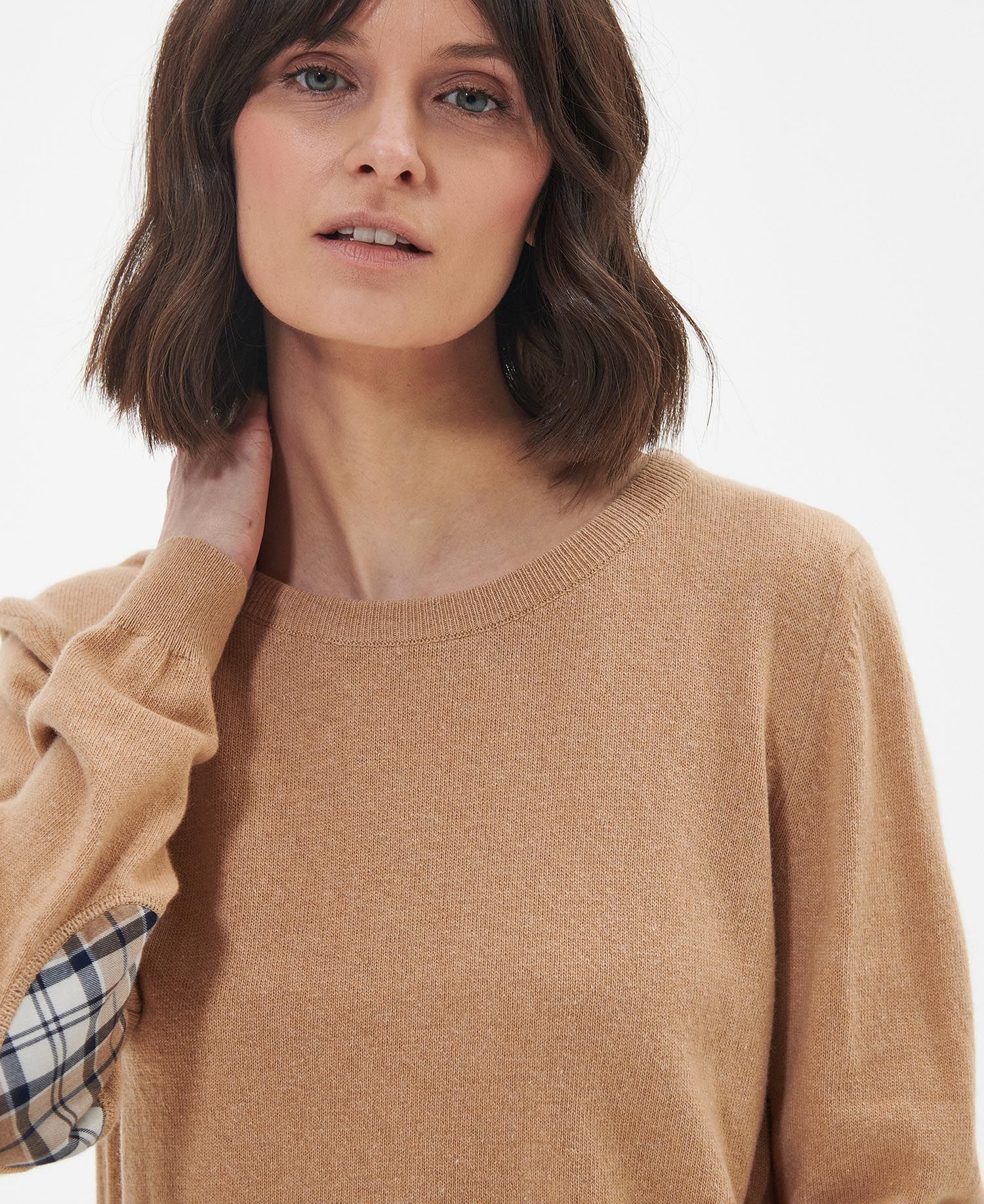 Barbour Pendle Crew Knitted Jumper - Caramel/Fawn