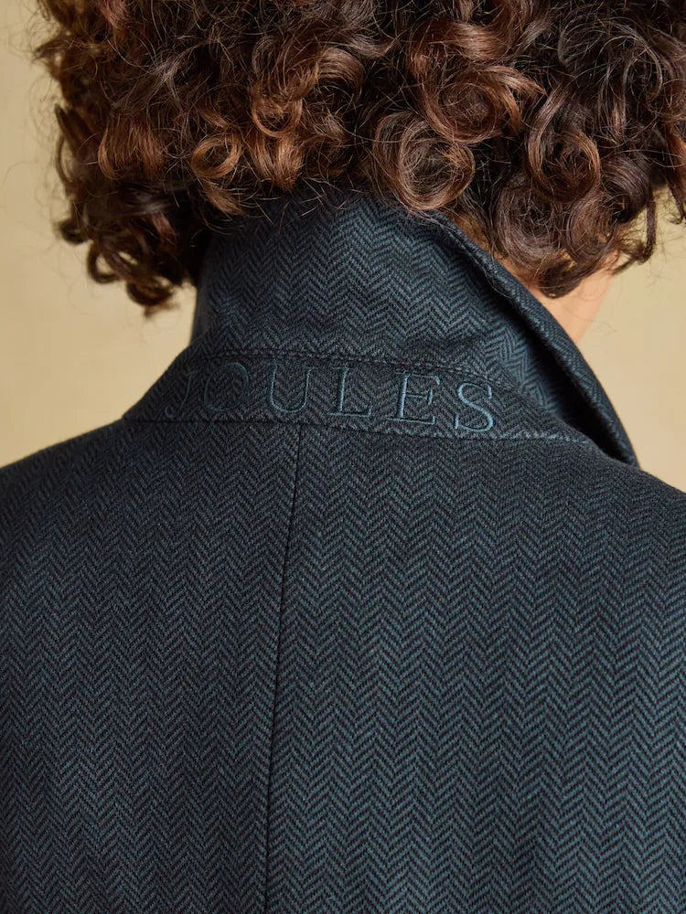 Joules Albury Navy Herringbone Jersey Tweed Blazer