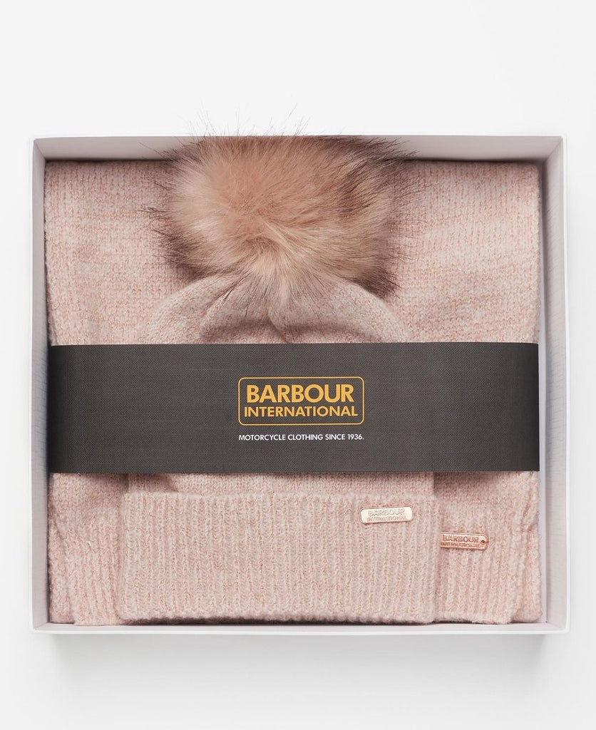 Barbour International Sparkle Beanie & Scarf Gift Set - Pink