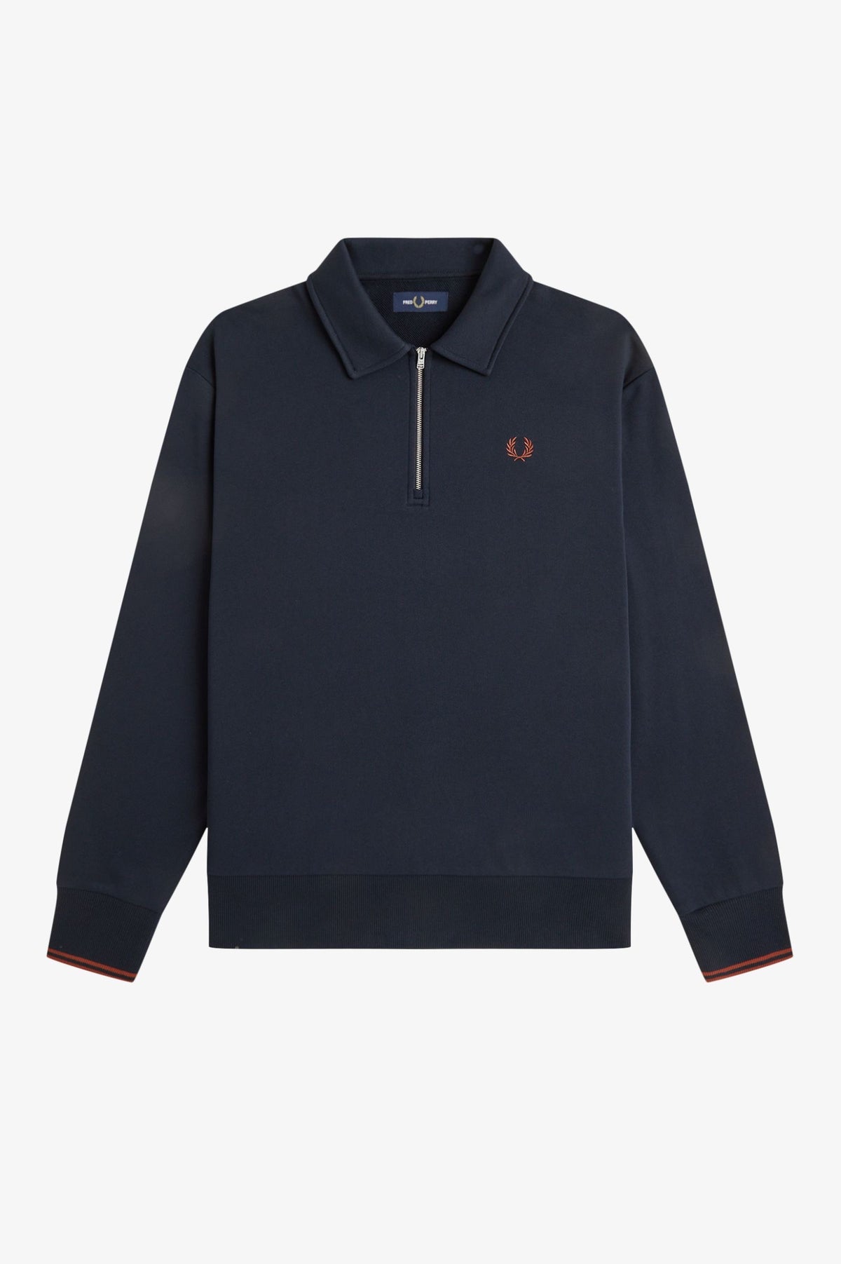 Fred Perry Half Zip Collared Sweatshirt - Navy