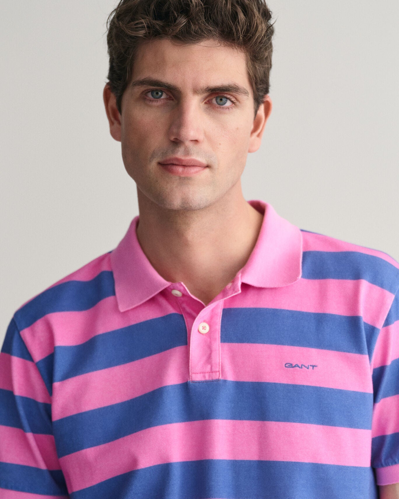 Gant Heavy Washed Striped Polo Shirt - Clear Pink