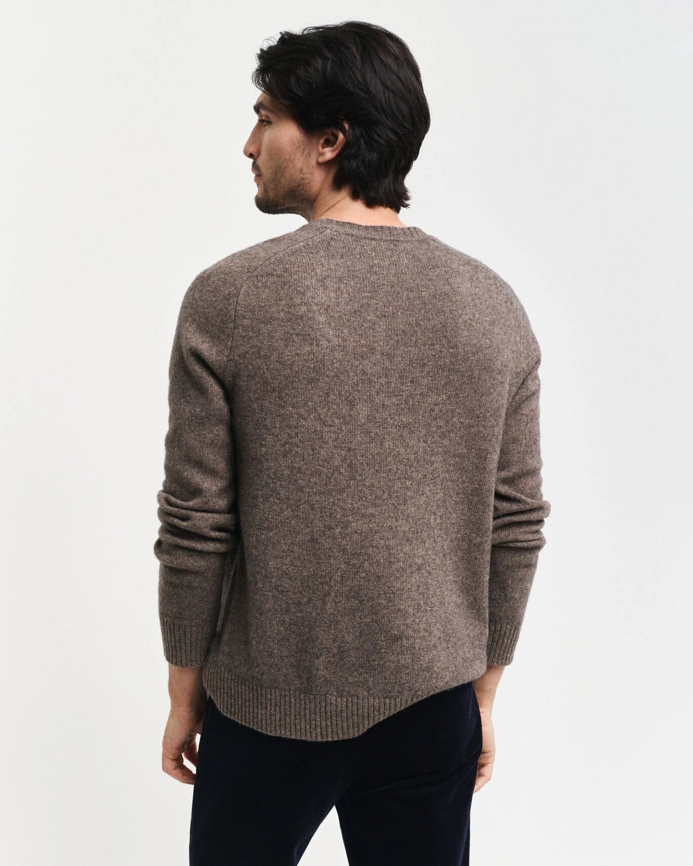 Gant Wool Blend Crew Neck Sweater - Dark Hazelnut Melange