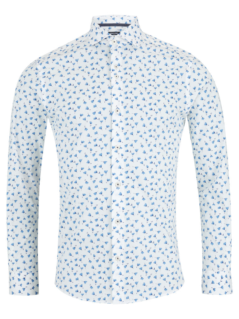 Remus Uomo Frank tapered Shirt - Blue Flowers
