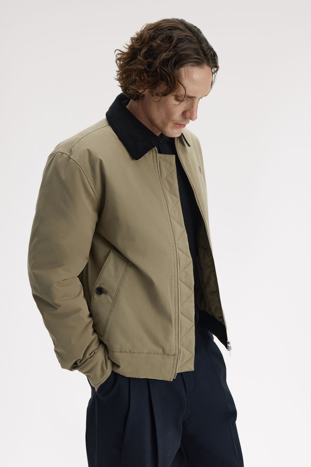 Fred Perry Cotton Caban Jacket - Golden Khaki