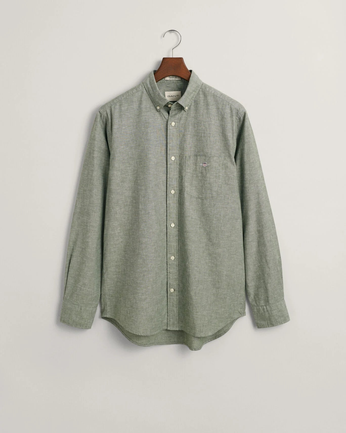 Gant Regular Fit Cotton Linen Shirt - Pine Green