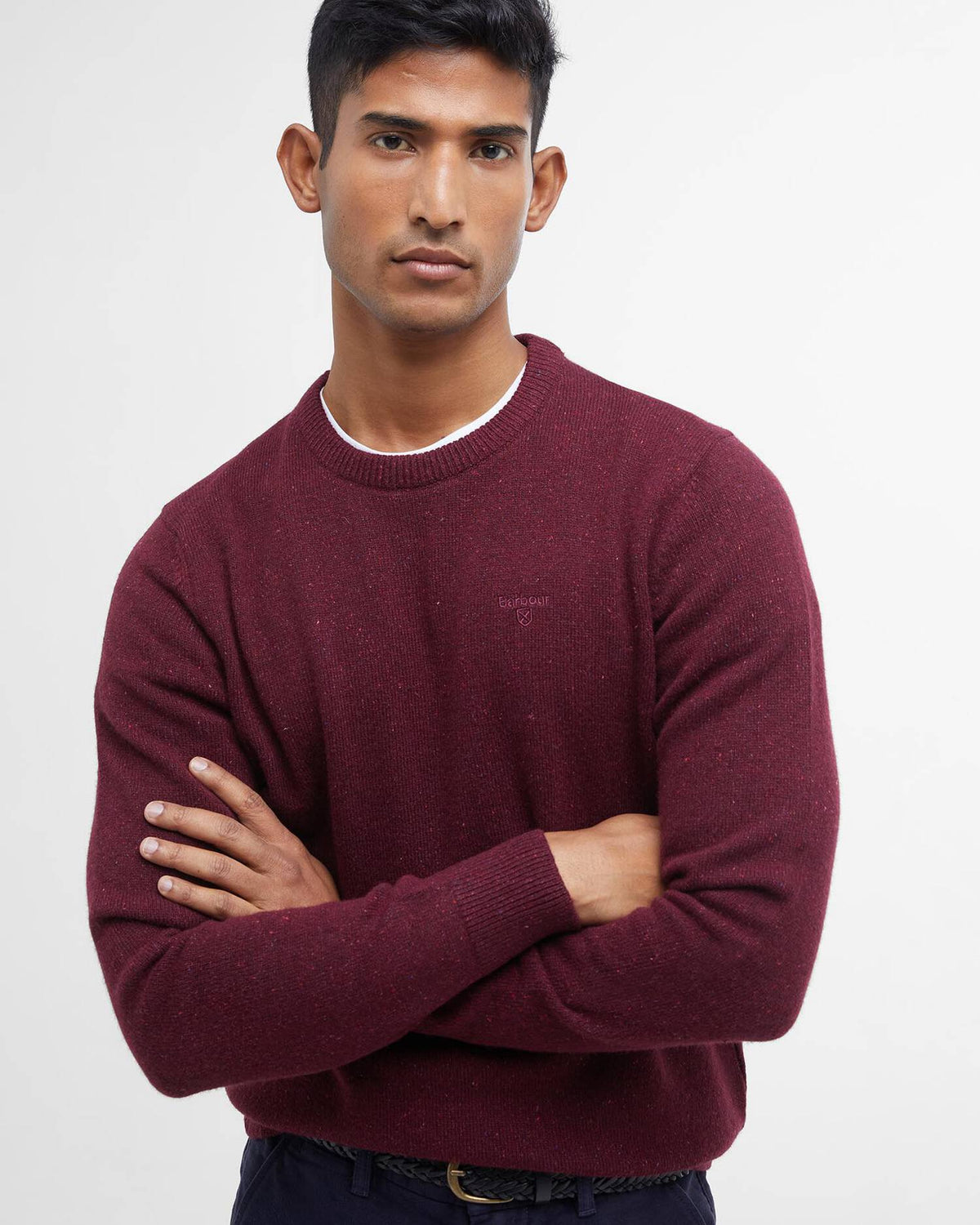 Barbour Essential Tisbury Crew-Neck Jumper - Ruby