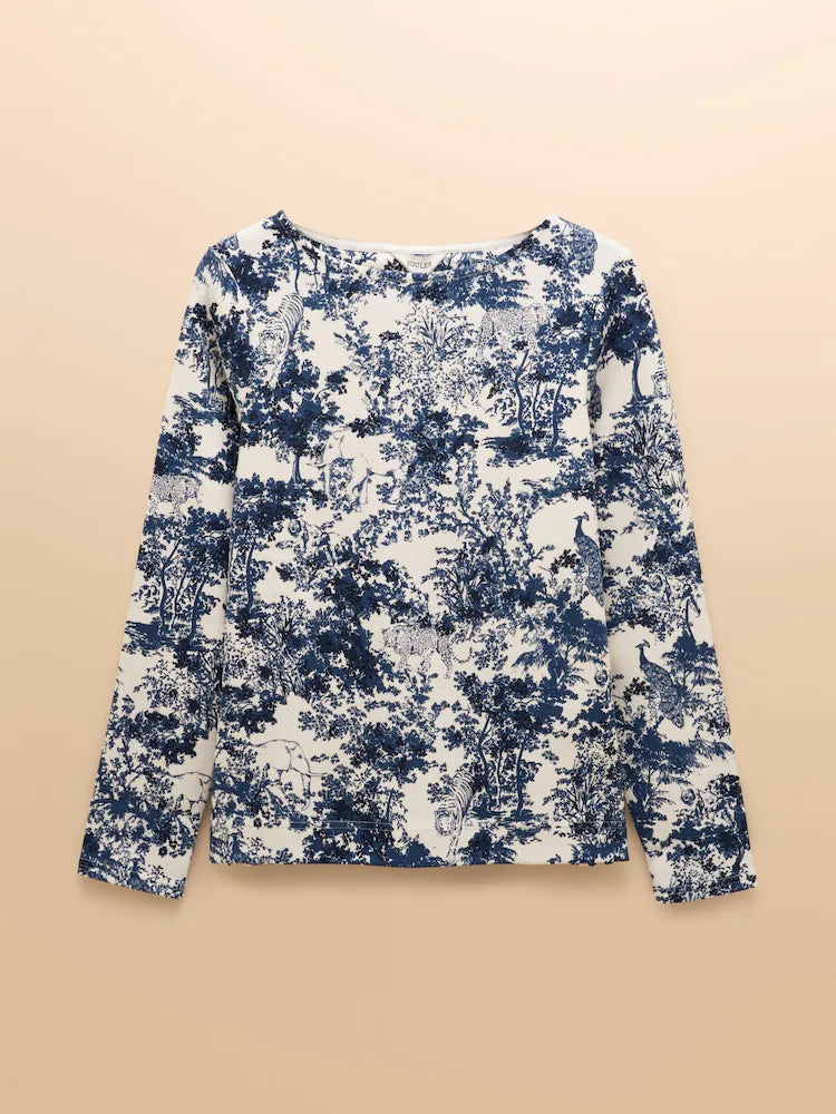 Joules Printed Harbour Top - Navy Safari