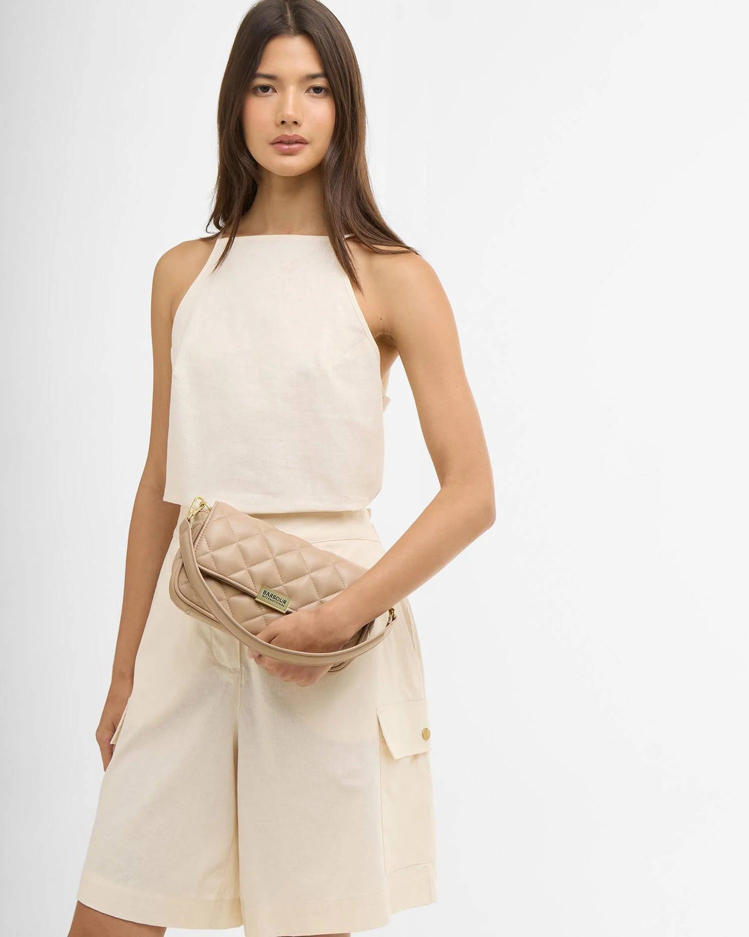 Barbour International Soft Quilt Mini Soho Crossbody Bag - Camel