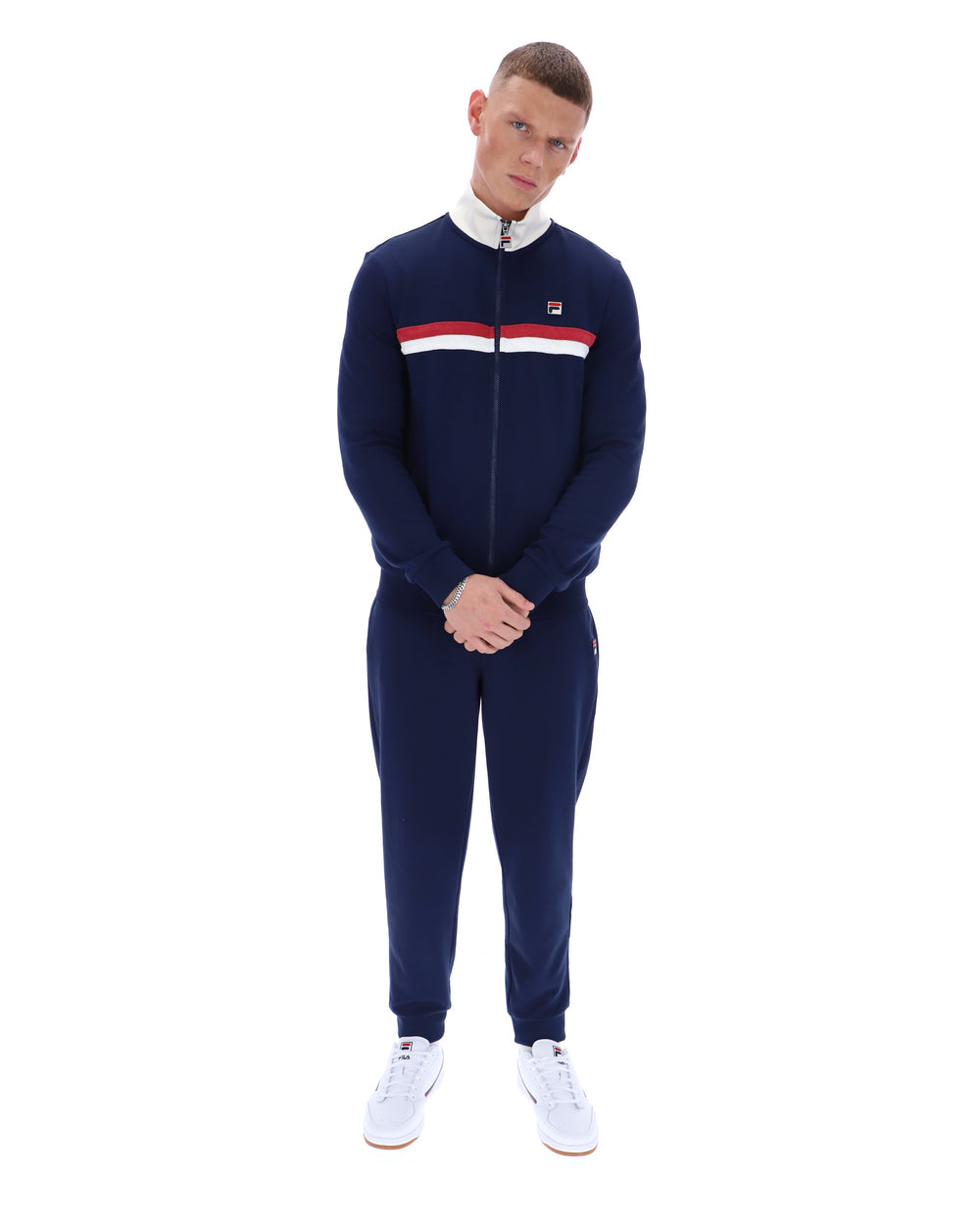 FILA Enrico Track Jacket with Terry Stripes - Fila Navy/Gardenia