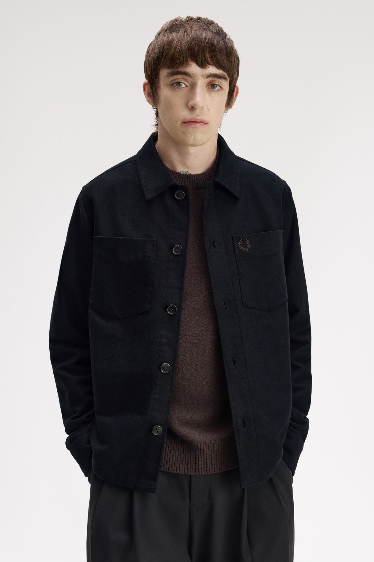 Fred Perry Brushed Twill Overshirt - Black