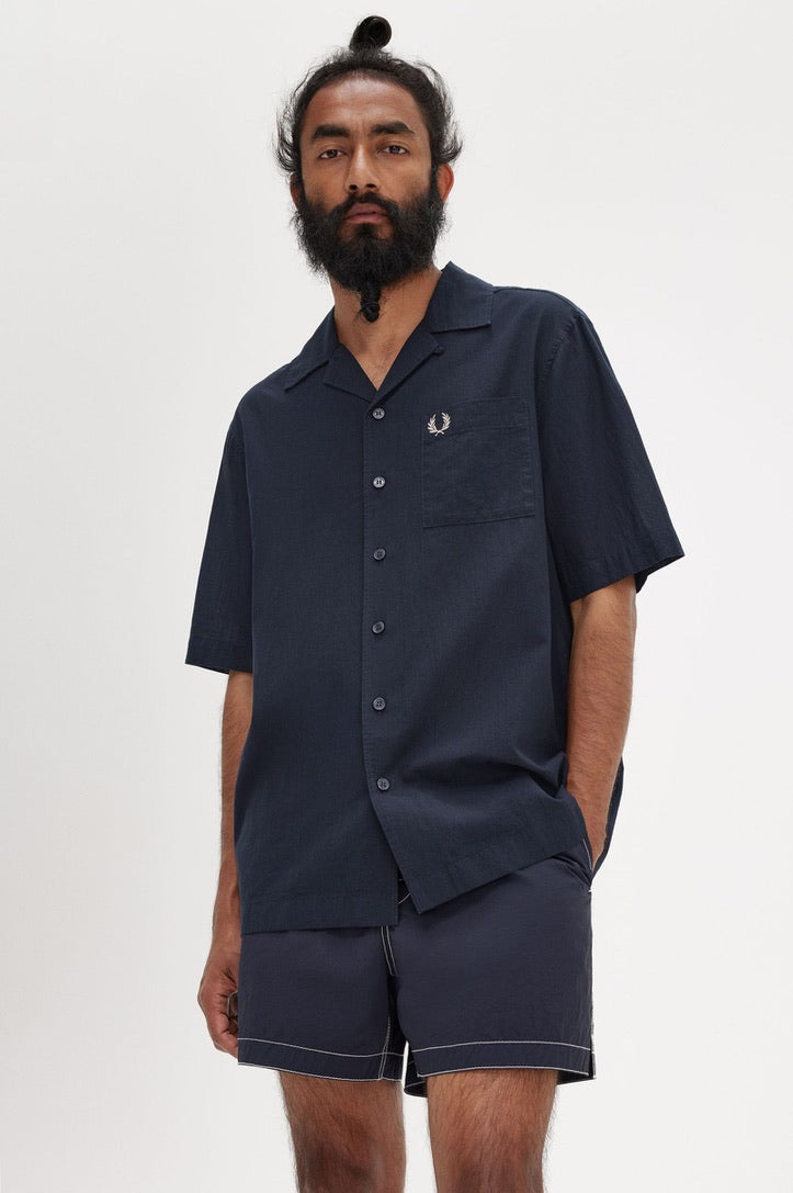 Fred Perry Lightweight Texture Revere Collar Shirt - Anchor Grey