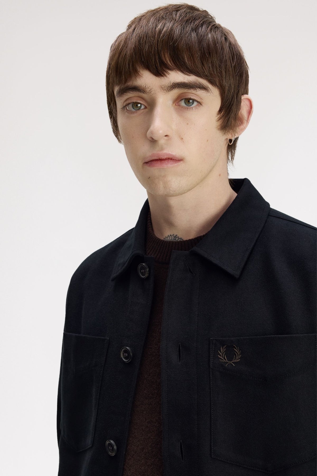 Fred Perry Brushed Twill Overshirt - Black