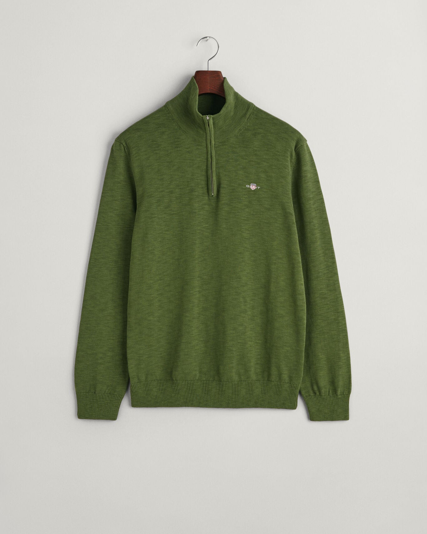Gant Cotton Flamme Half Zip Sweater - Pine Green
