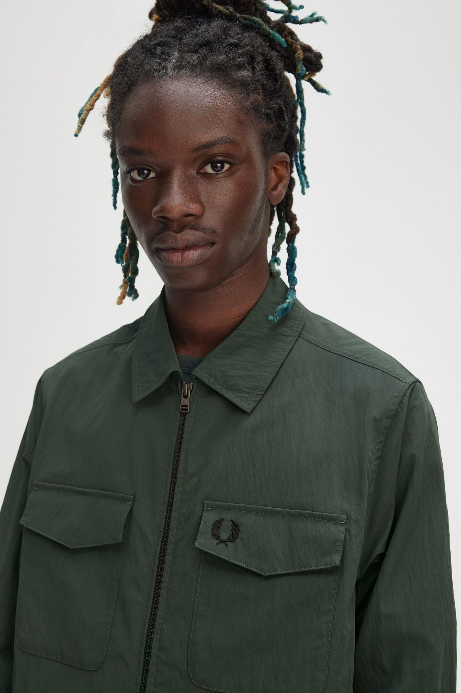 Fred Perry Zip Through Overshirt - Court Green