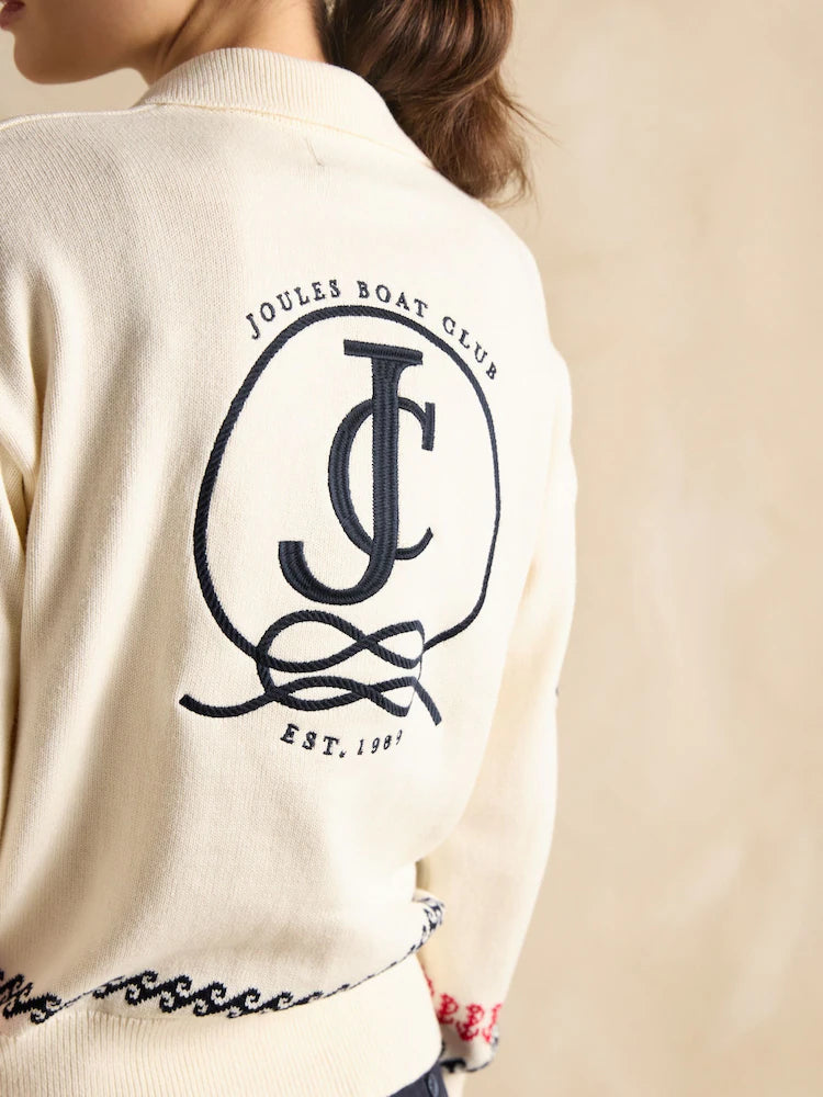 Joules Sail Away Jumper Cream Embroidered Knitted Jumper
