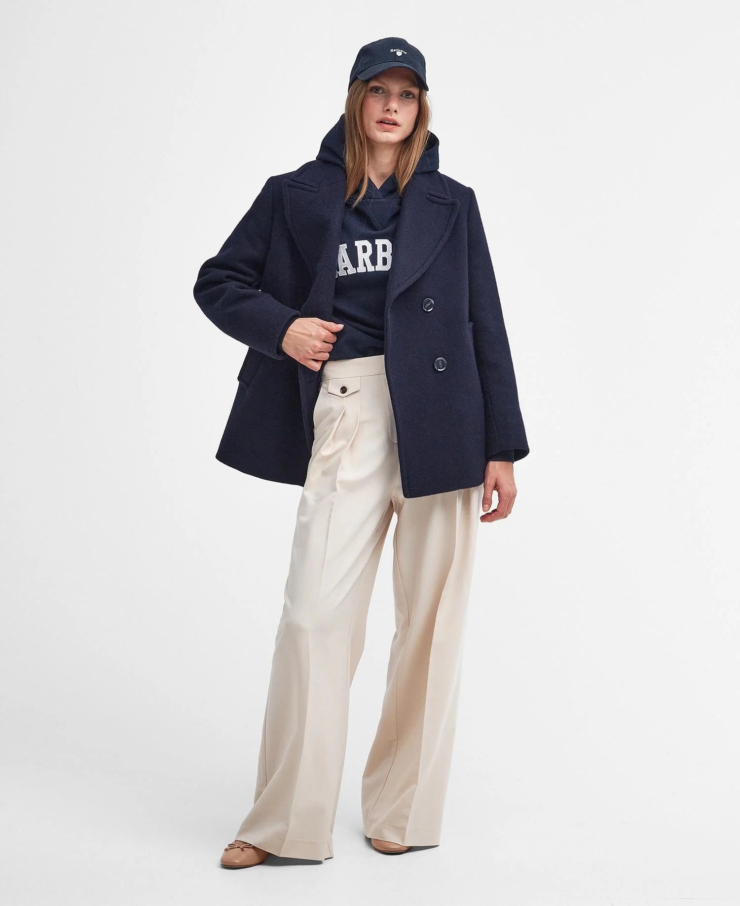 Barbour Northumberland Hoodie - Navy/White