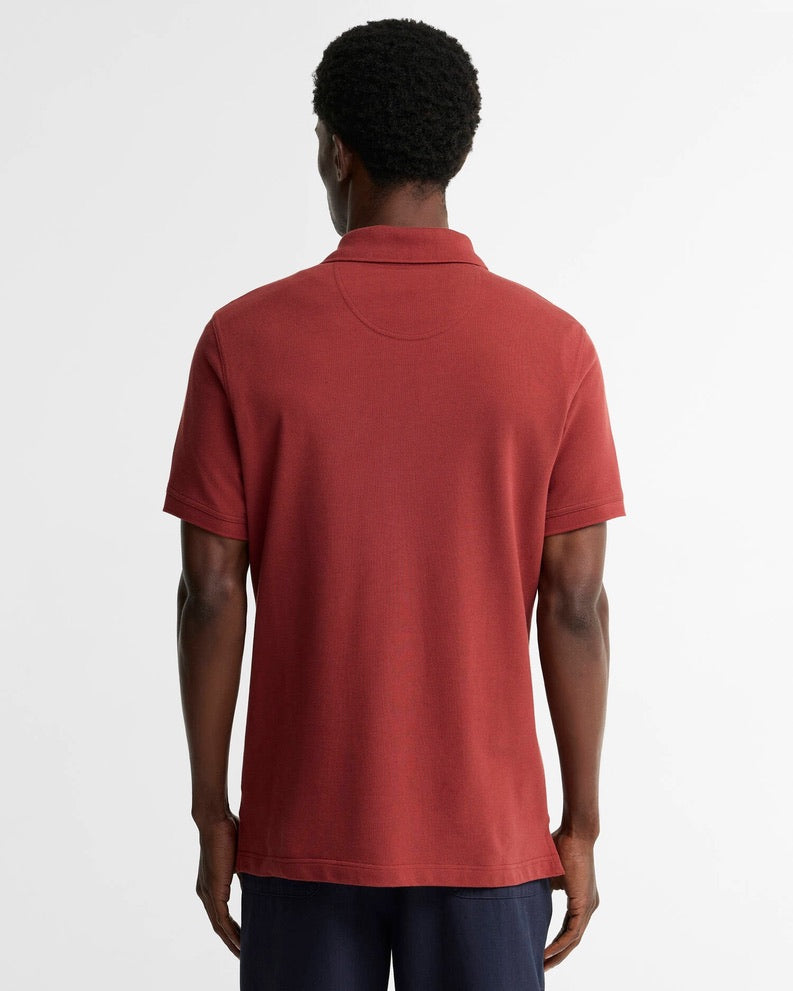 Barbour Reg Fit Tartan Pique Polo Shirt - Russet