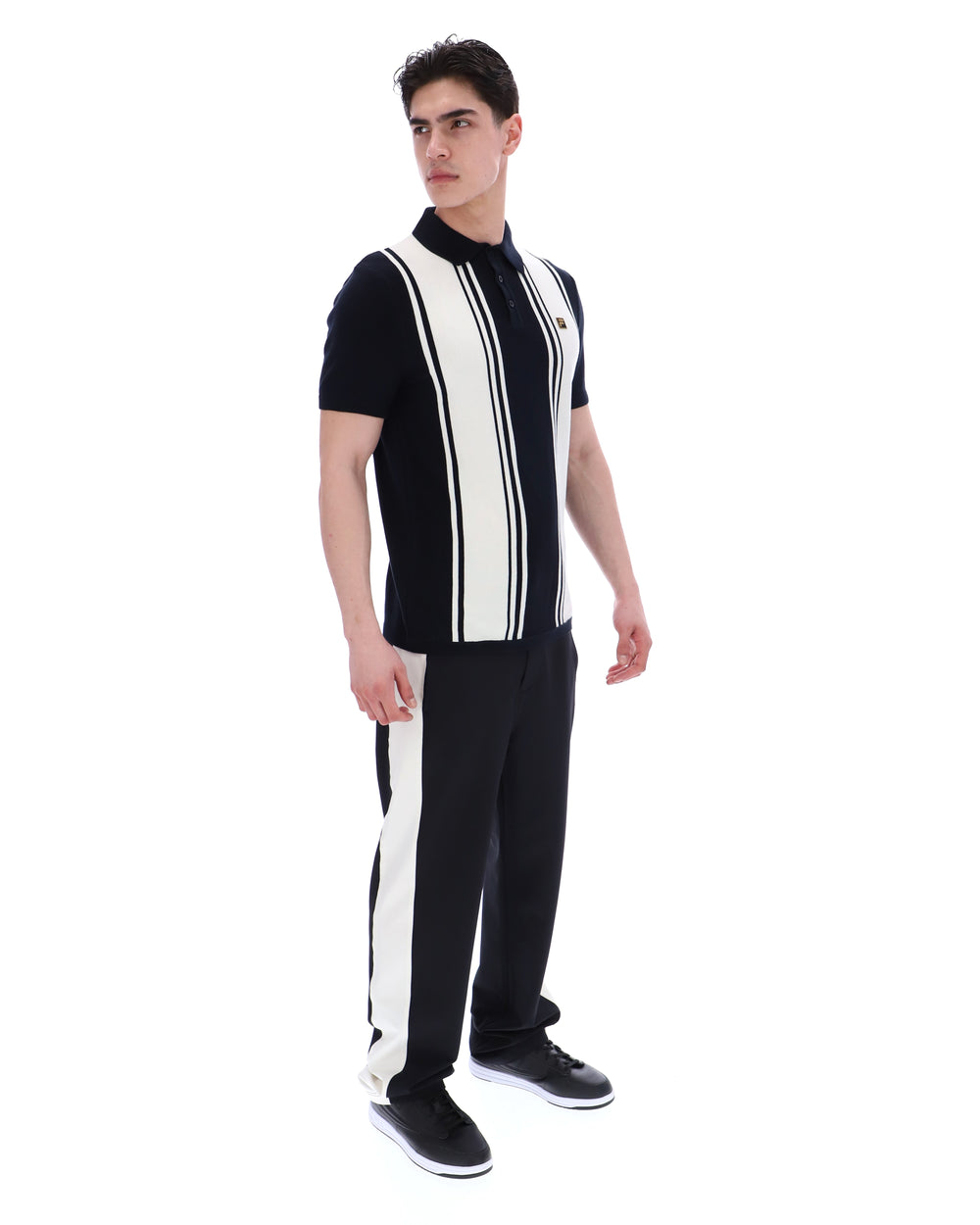 FILA Buddy Bowling Style Knitted Polo - Black/Coconut Milk