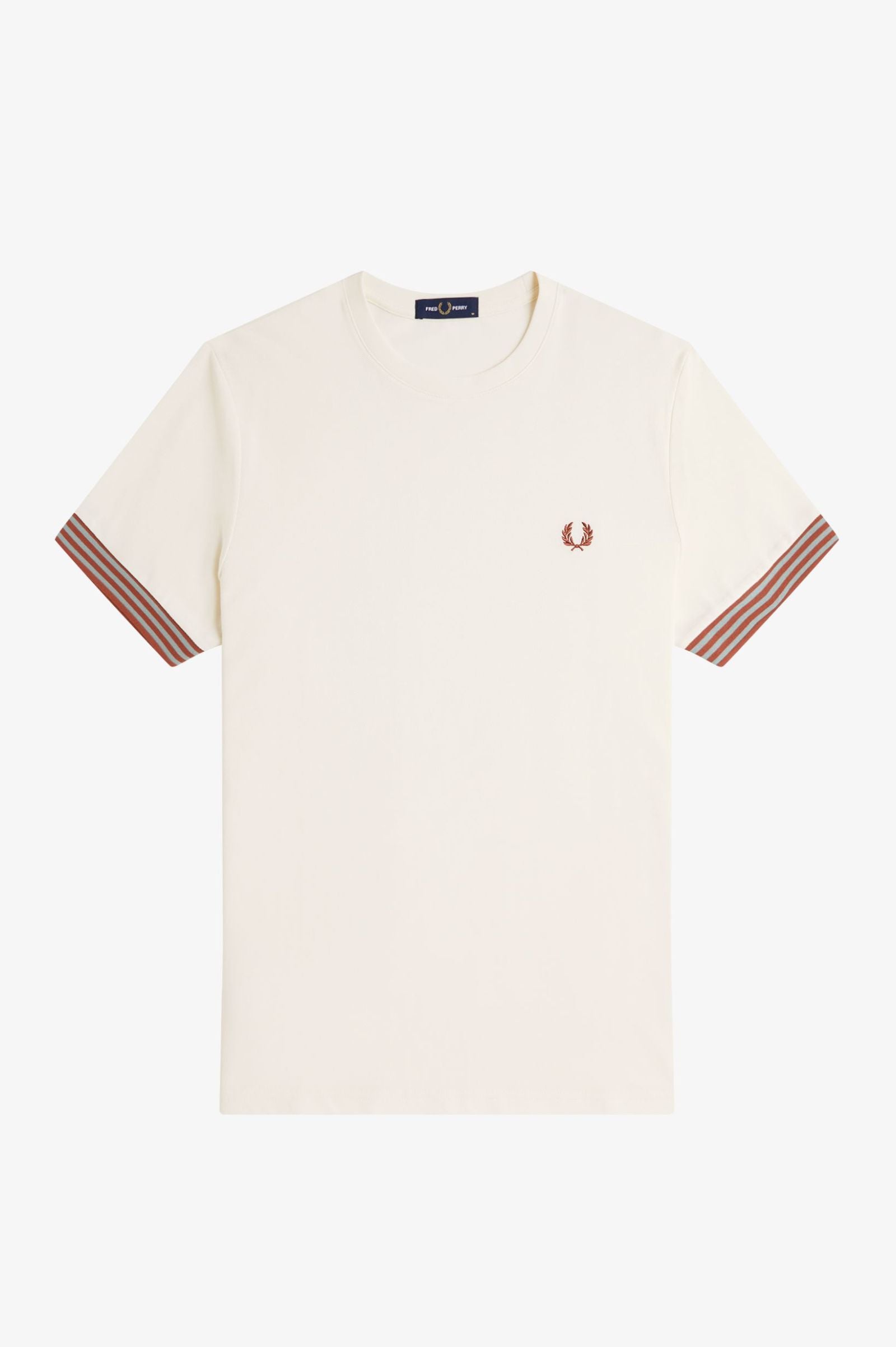 Fred Perry Striped Cuff T-Shirt - Light Ecru