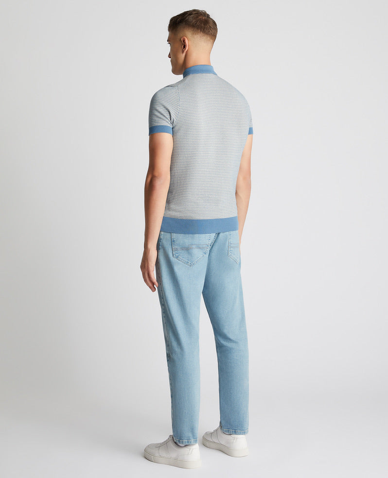 Remus Uomo Knitted Polo Shirt - Blue