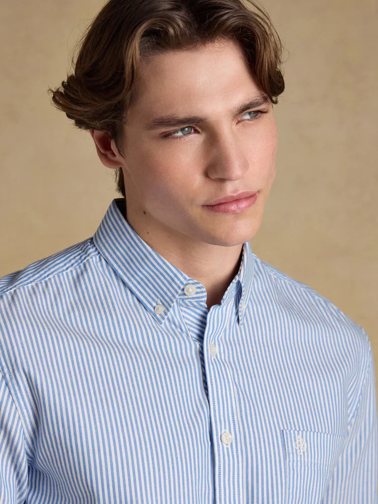 Joules Blue Striped Classic Fit Oxford Shirt