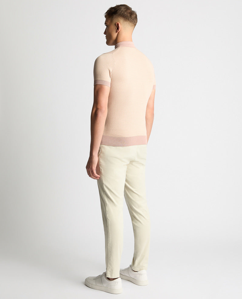 Remus Uomo Knitted Polo Shirt - Pink Salmon