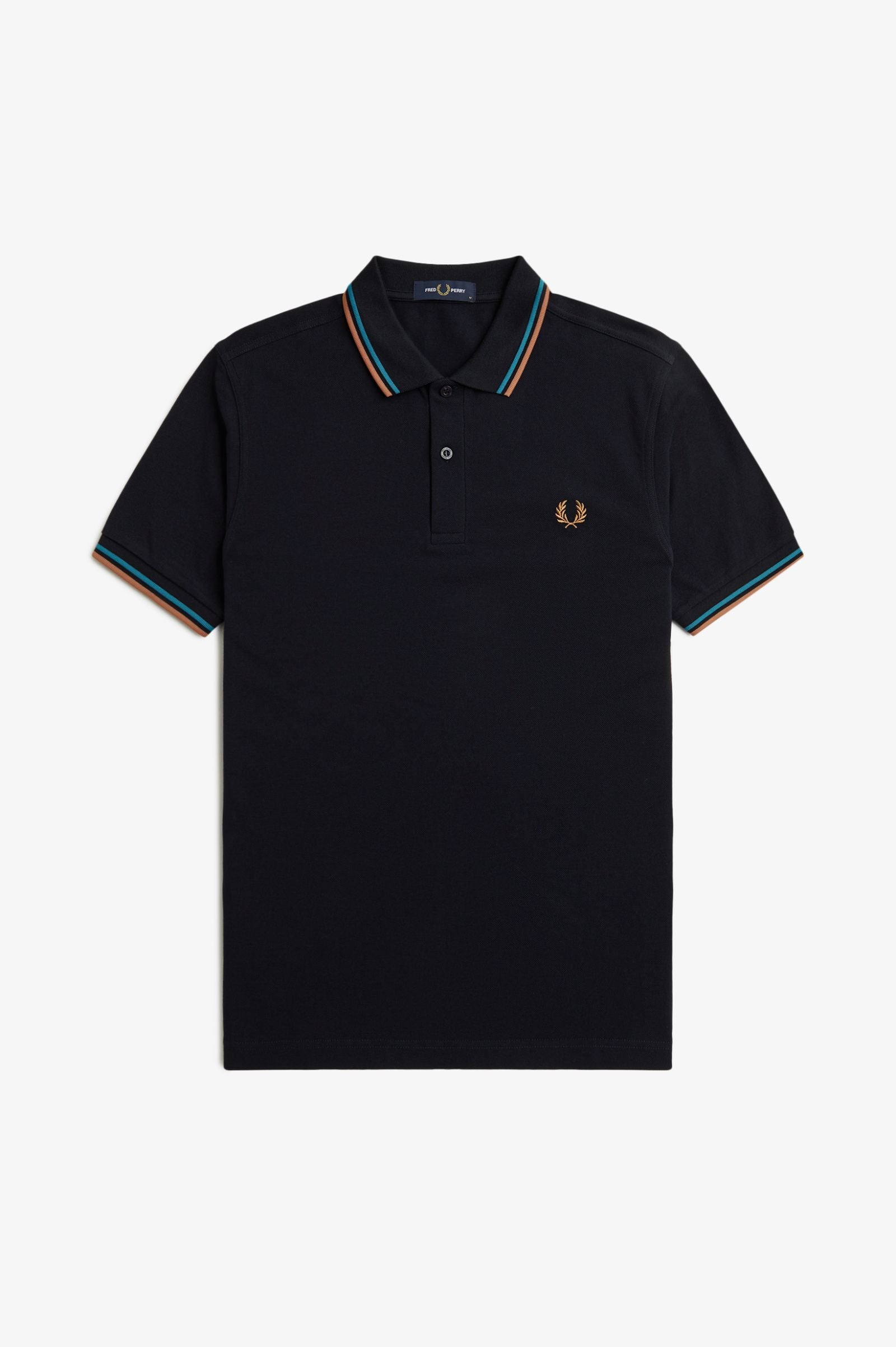 Fred Perry Twin Tipped Polo Shirt - Navy/ Cyber Blue/ Light Rust