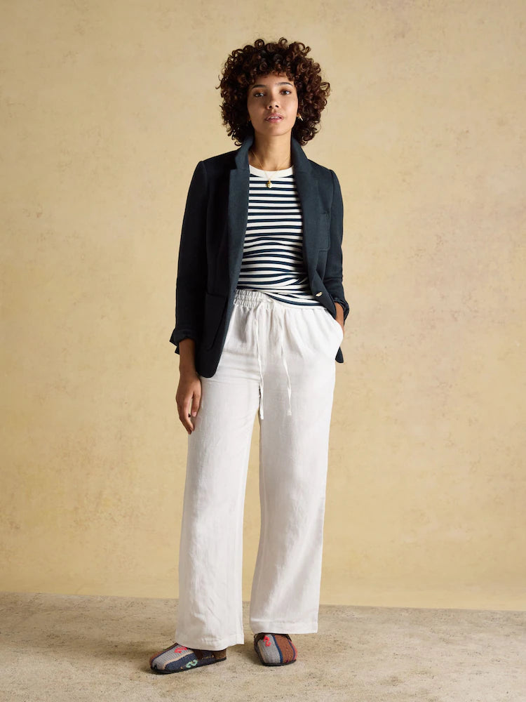 Joules Albury Navy Herringbone Jersey Tweed Blazer