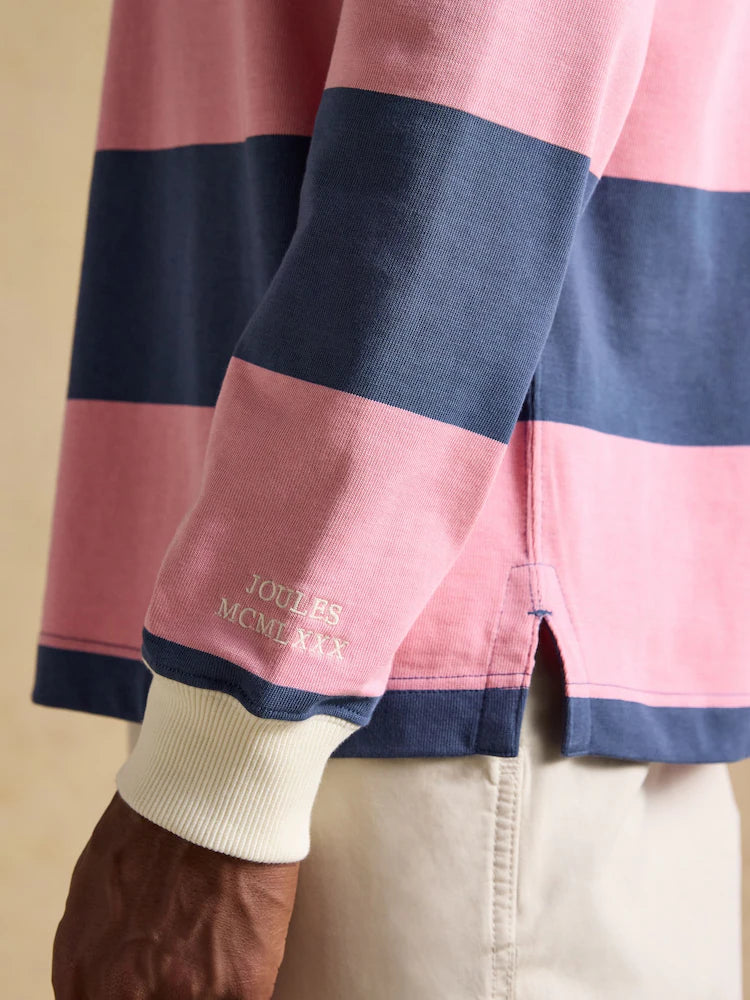 Joules Pink/Blue Striped Long Sleeve Rugby Shirt