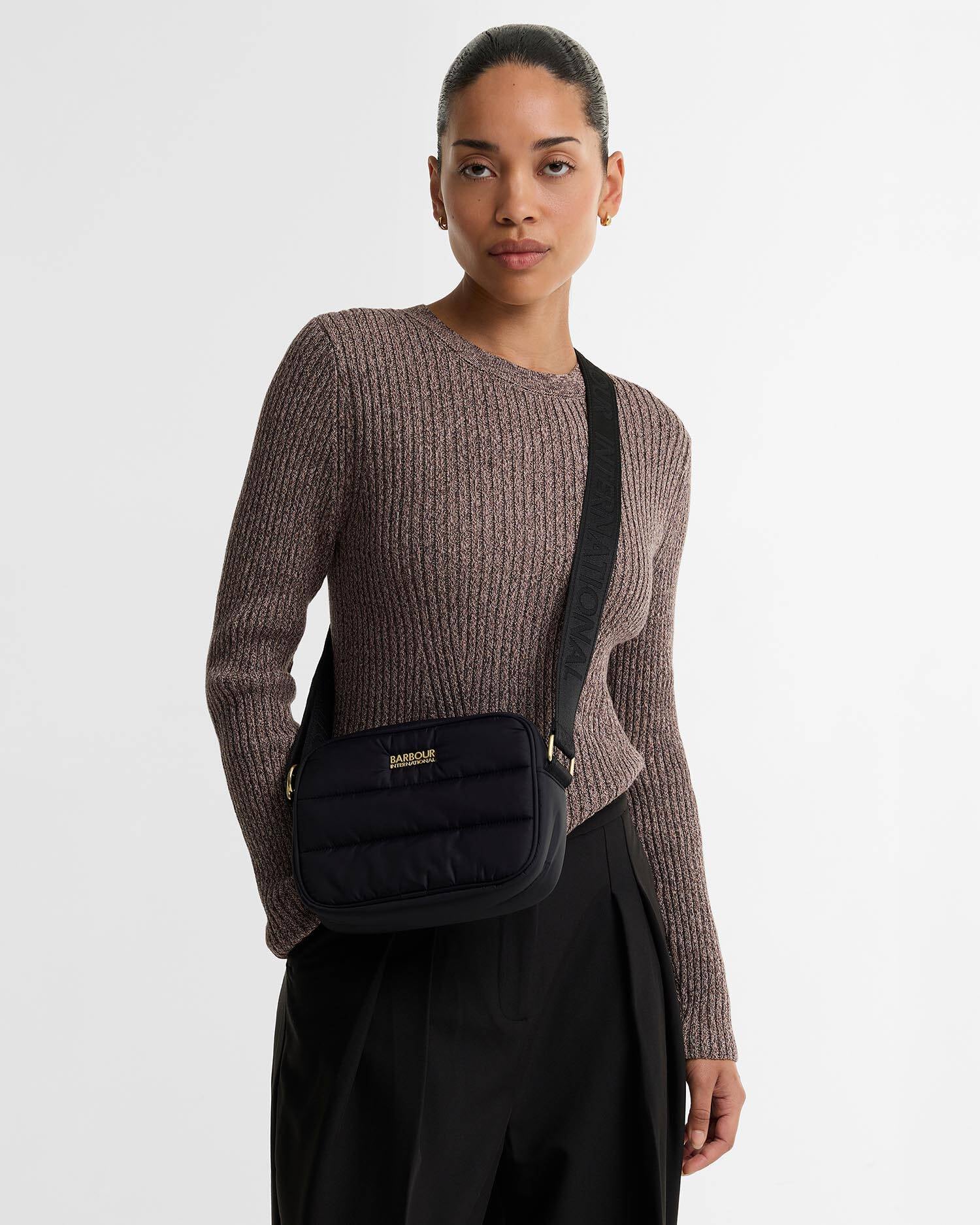 Barbour International Monaco Baffle Quilt Crossbody Bag - Black