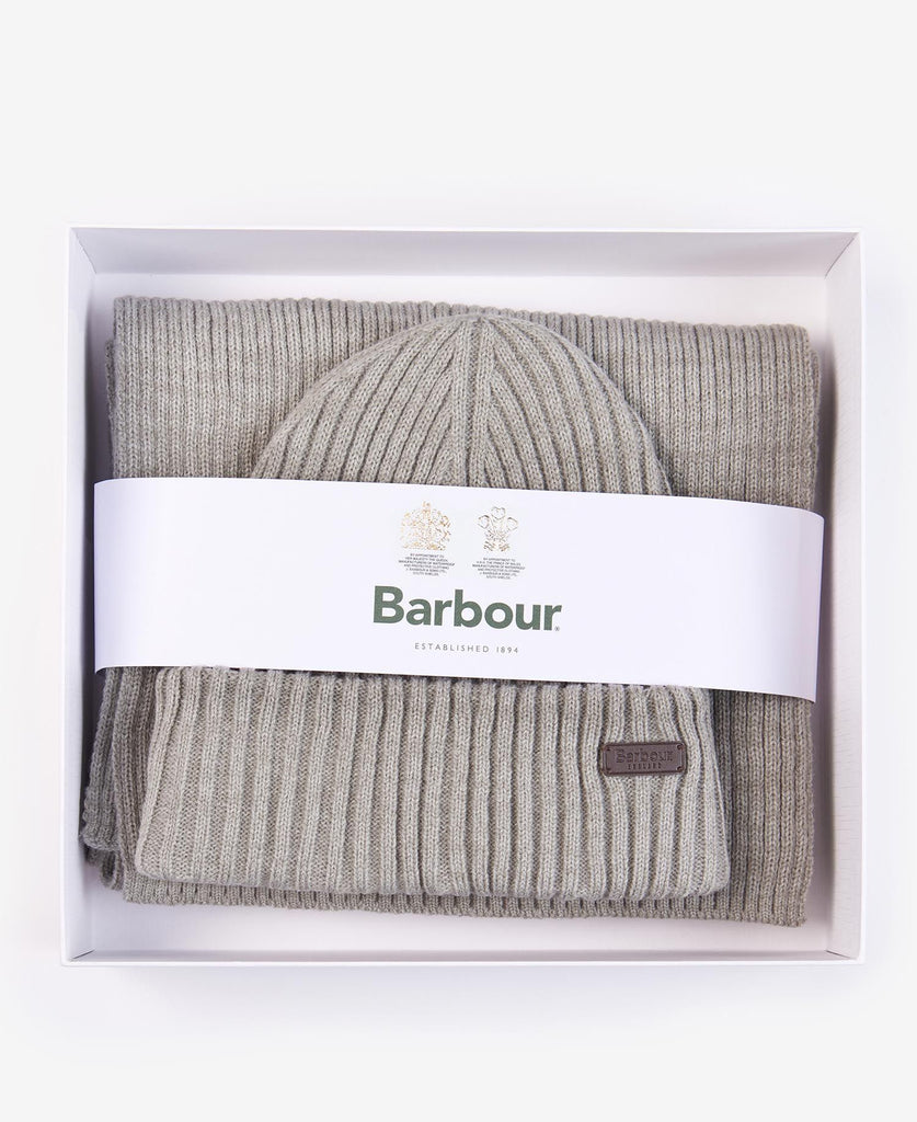 Barbour Crimdon Beanie & Scarf Gift Set - Grey